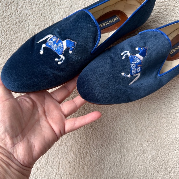 RONNER loafers. Blue velvet. Size 40.  Worn only a few times. - Picture 6 of 7